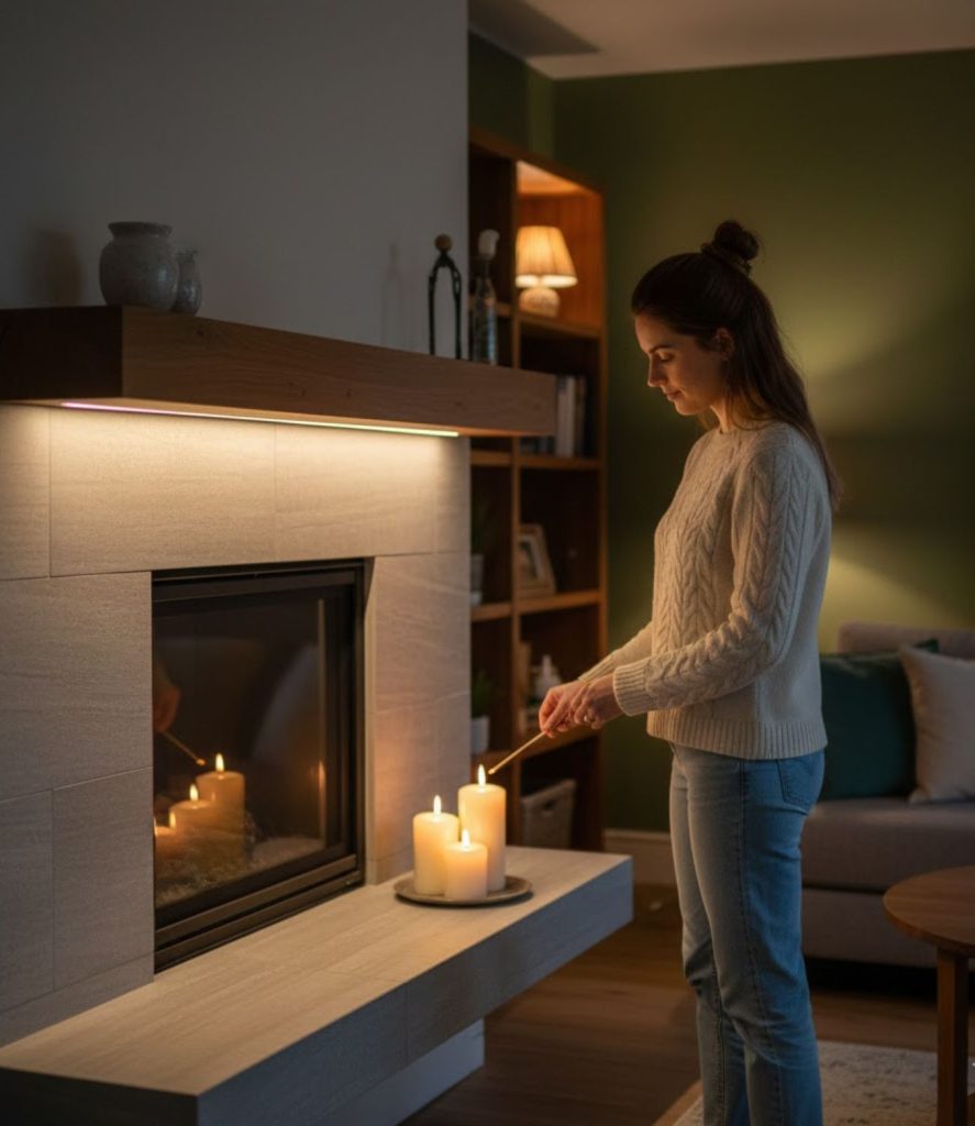 Highlight the Fireplace With Subtle Lighting
