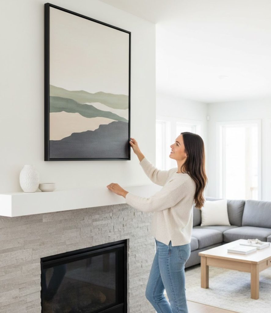 Incorporate Low-Profile Artwork Above the Fireplace