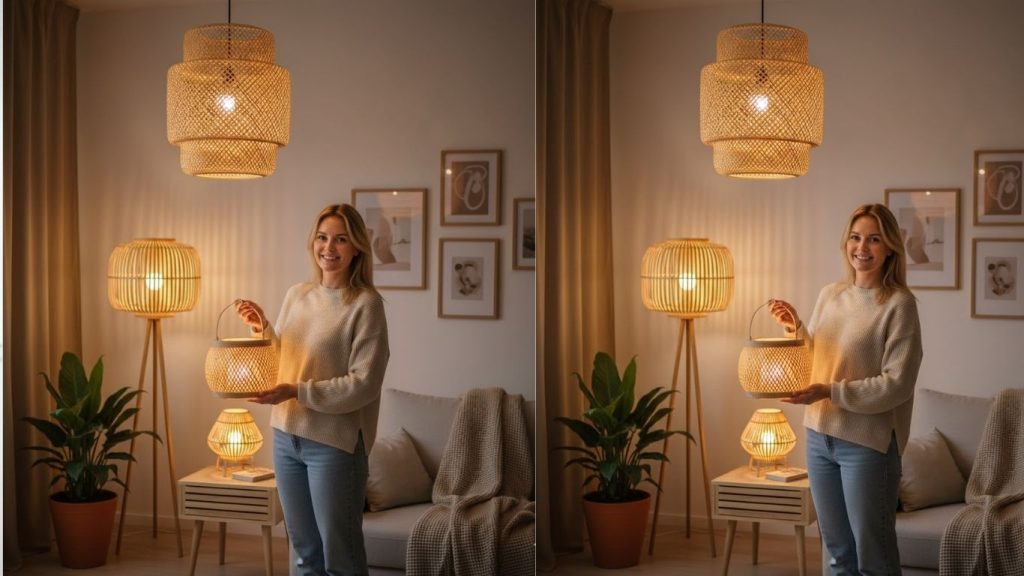 15 Living Room Bamboo Lighting Ideas