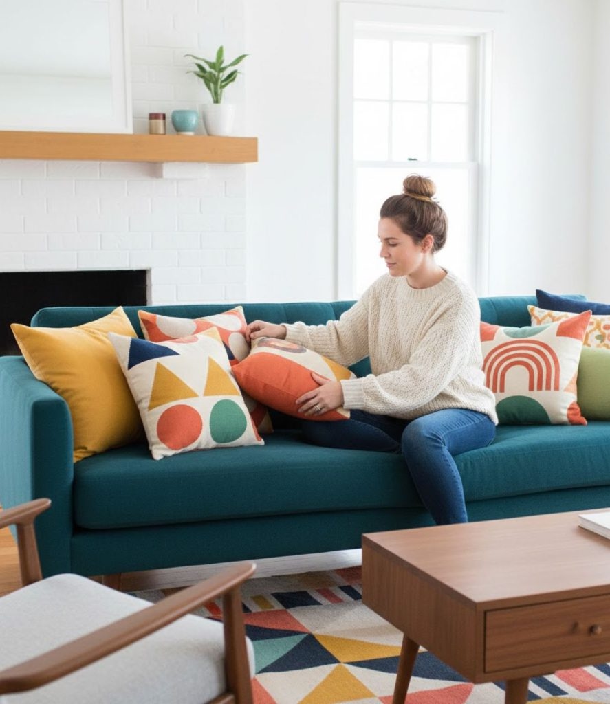 Add Pops of Color Through Throw Pillows