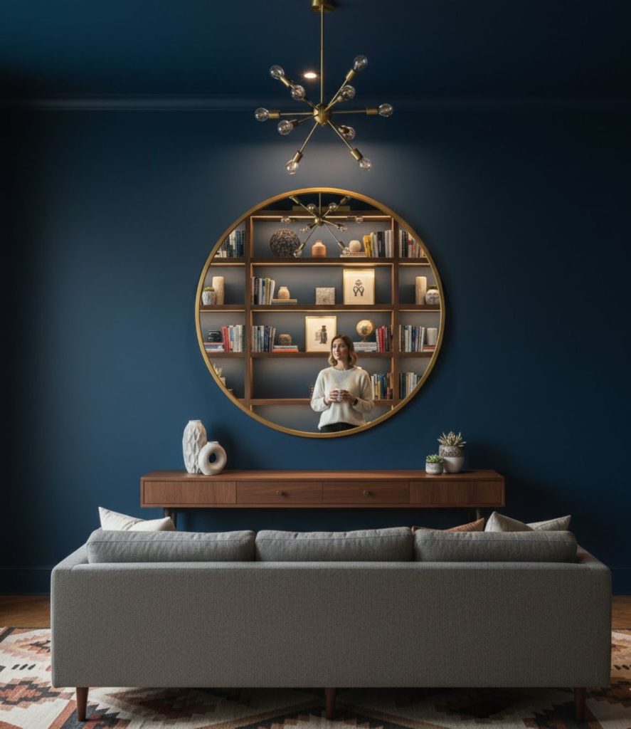 Add a Brass or Black-Framed Mirror