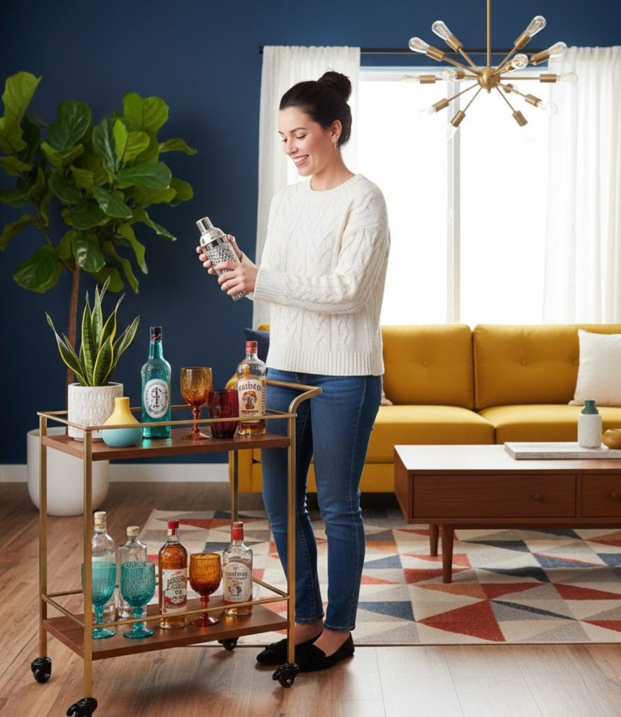 Add a Retro Bar Cart for Color and Function