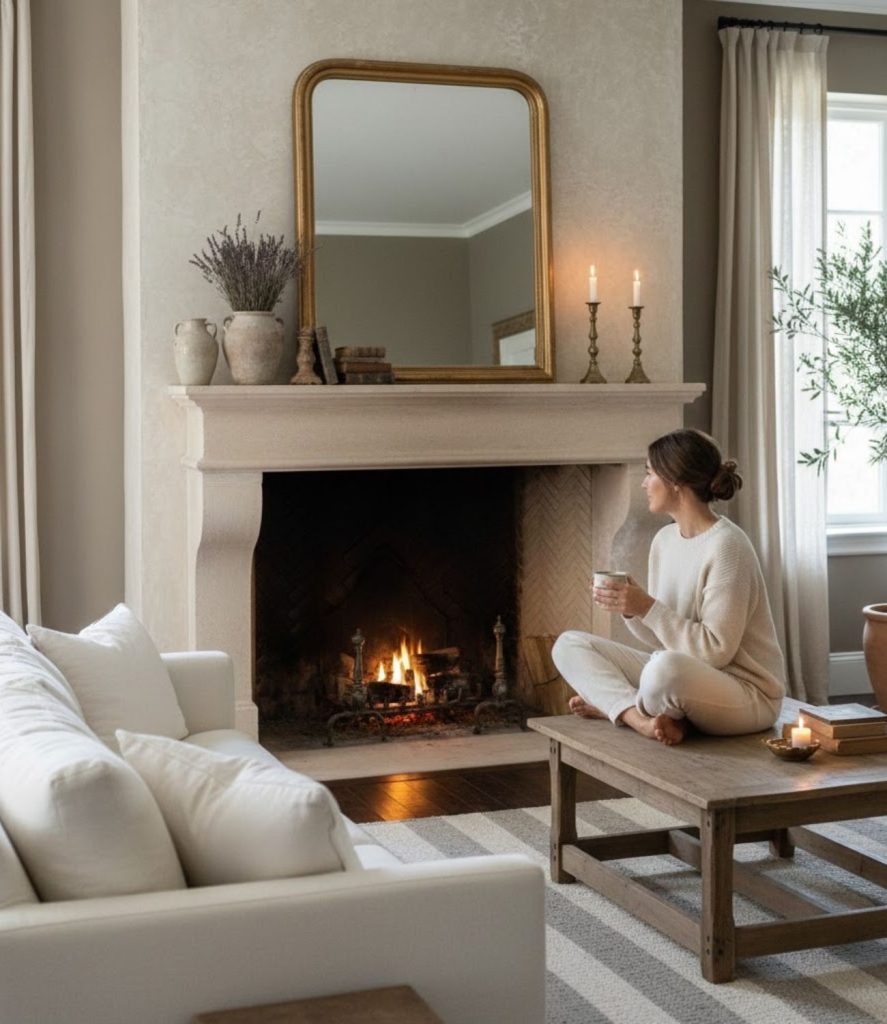 Add a Stone or Plaster Fireplace Mantel