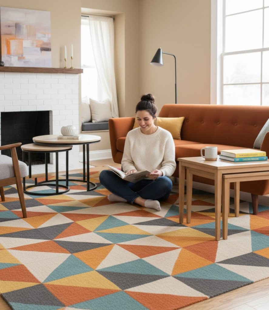 Layer Geometric Rugs to Add Color and Texture