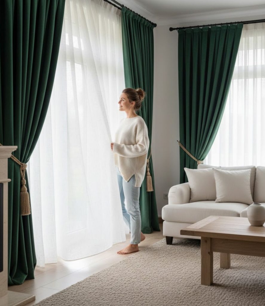 Layered Linen and Velvet Combination