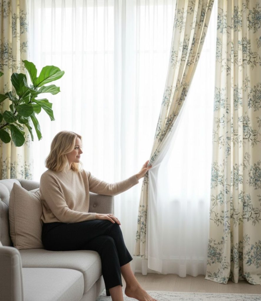 Layered Sheers with Patterned Drapes