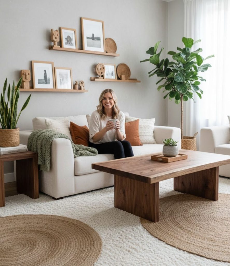 Natural Wood Accents for Organic Warmth