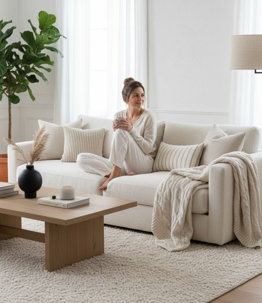 Textured Fabric Sofa for Warm Modern Style