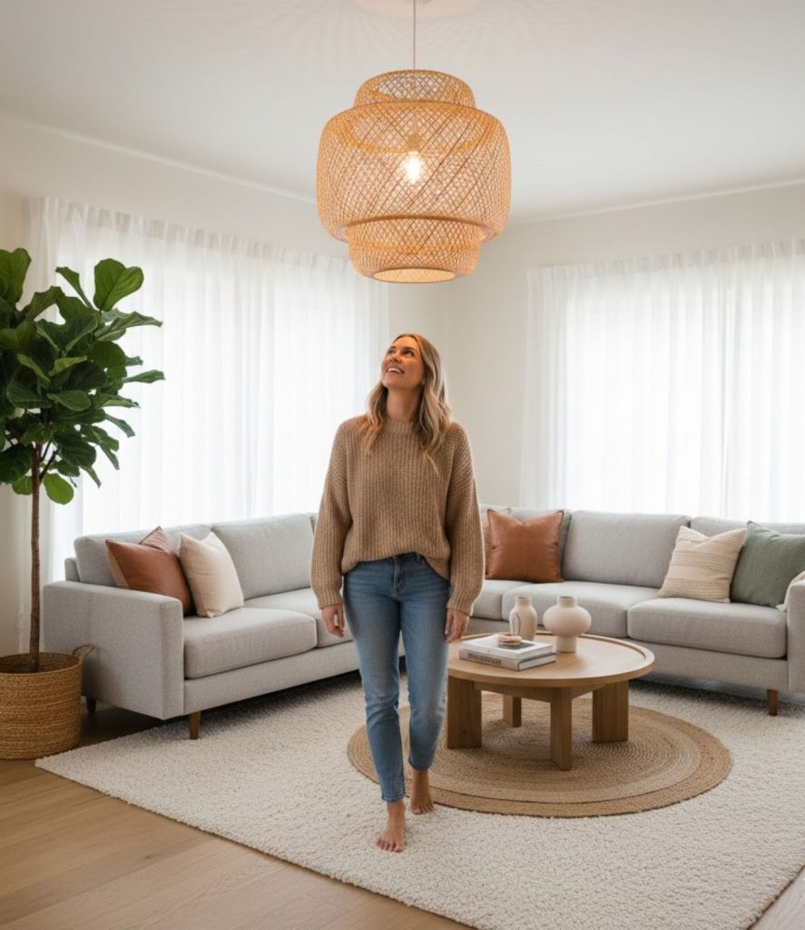 Natural Material-Inspired Chandeliers (Wood, Rattan, Woven Textures)