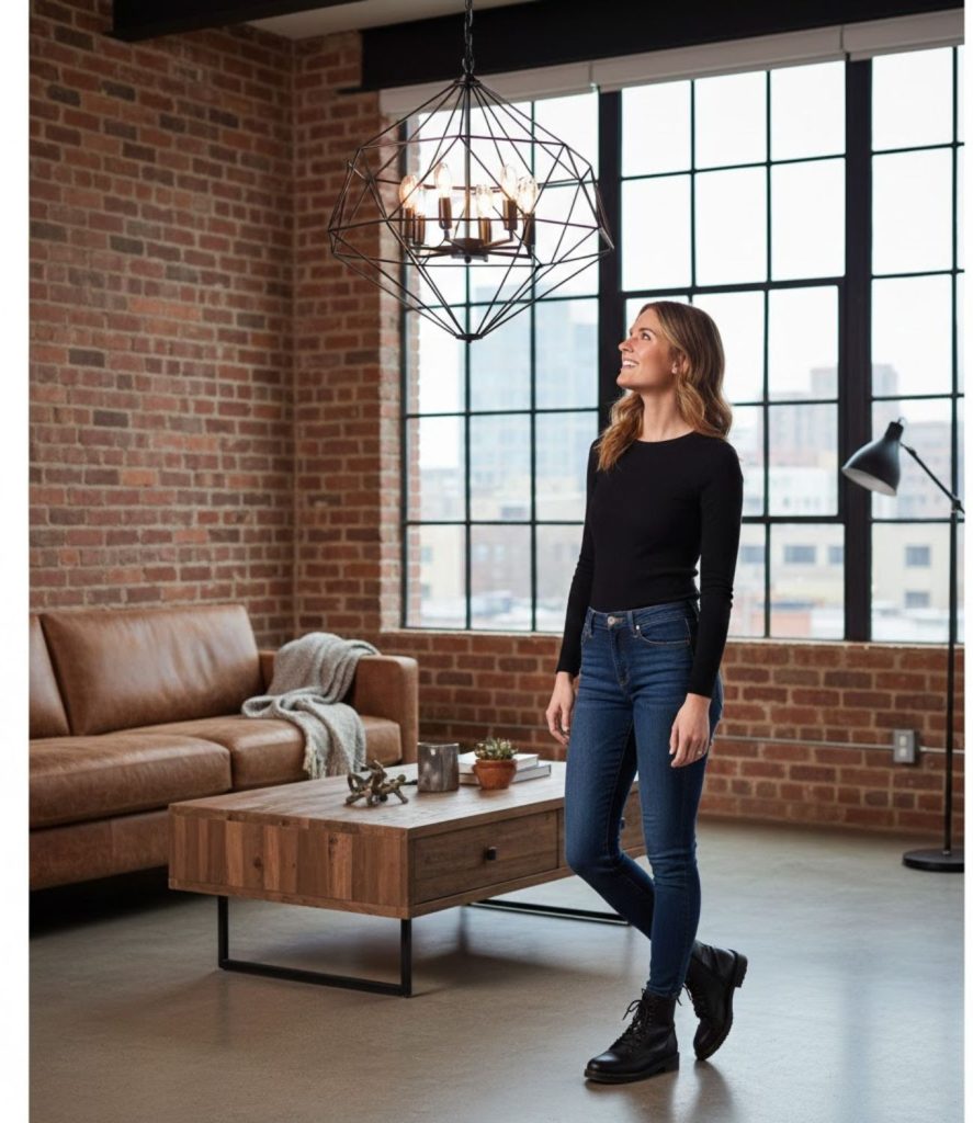 13. Industrial‑Inspired Modern Chandeliers