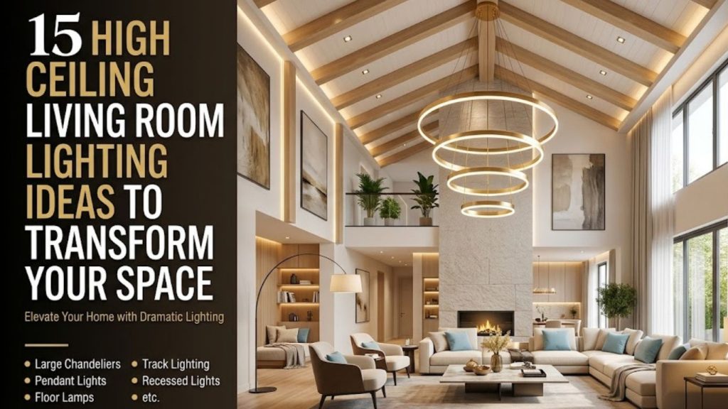 15 High Ceiling Living Room Lighting Ideas 