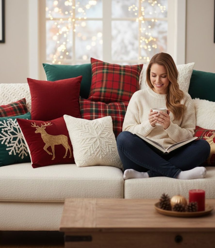 Add Christmas-Themed Throw Pillows