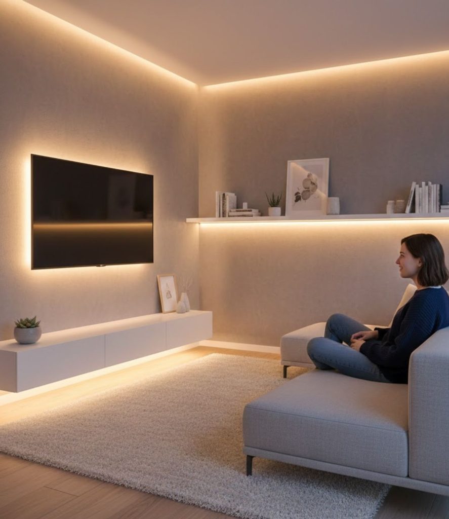 Add LED strip lights for soft ambient glow