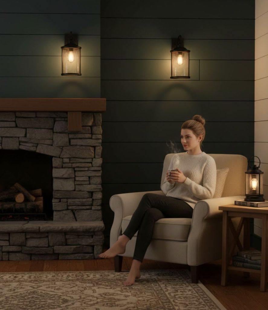 Add Rustic Lantern-Style Wall Lights for Warmth