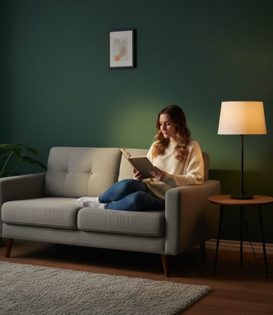 Add a table lamp with a narrow base
