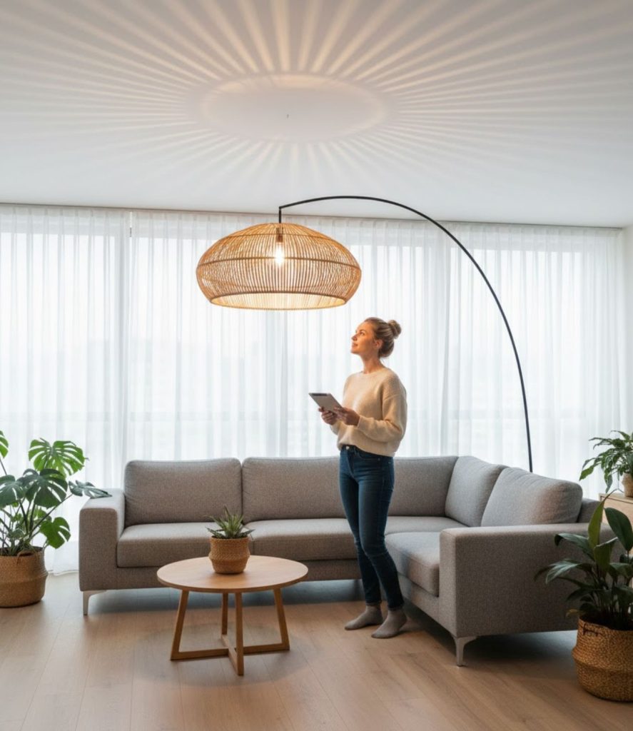 Bamboo Arc Lamp for Soft Overhead Glow