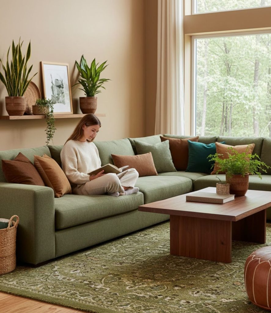 Brown and Green Accents for Natural Harmony