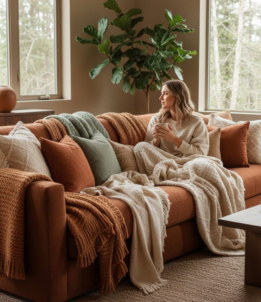 Cozy Throws and Soft Layered Textiles
