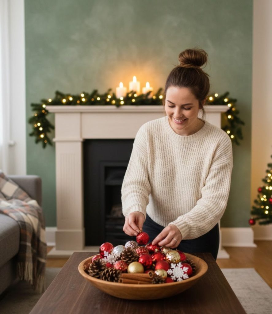 Fill a Decorative Bowl with Christmas Ornaments