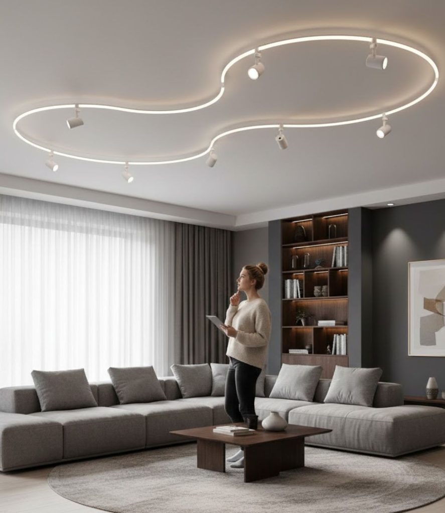 Flexible curved track lighting for dynamic design