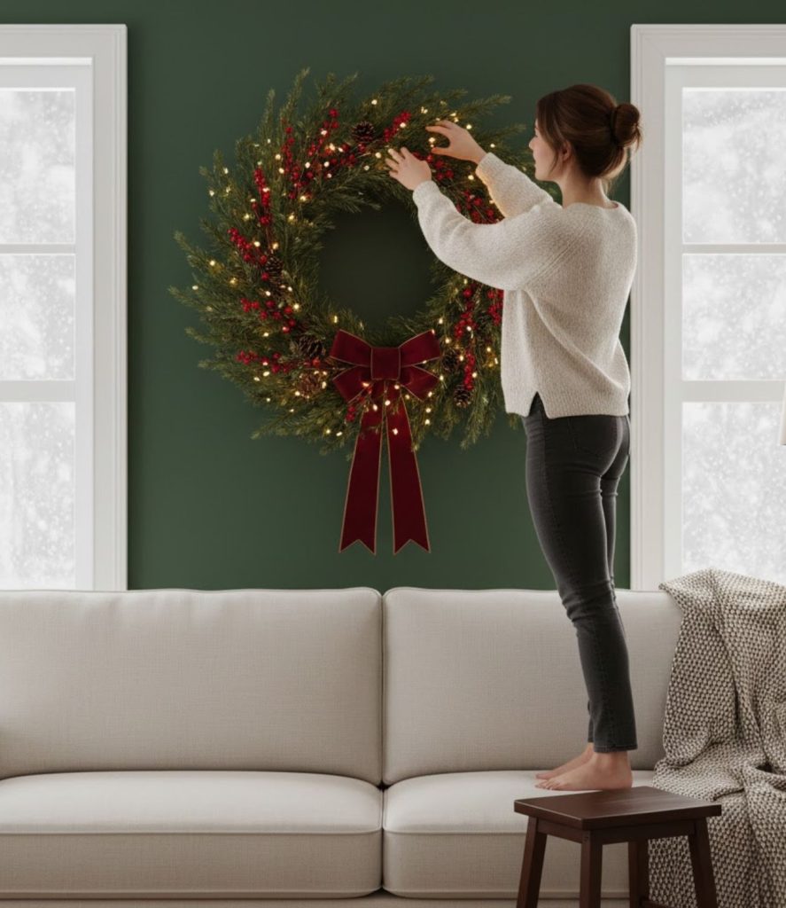 Hang a Festive Wreath Indoors