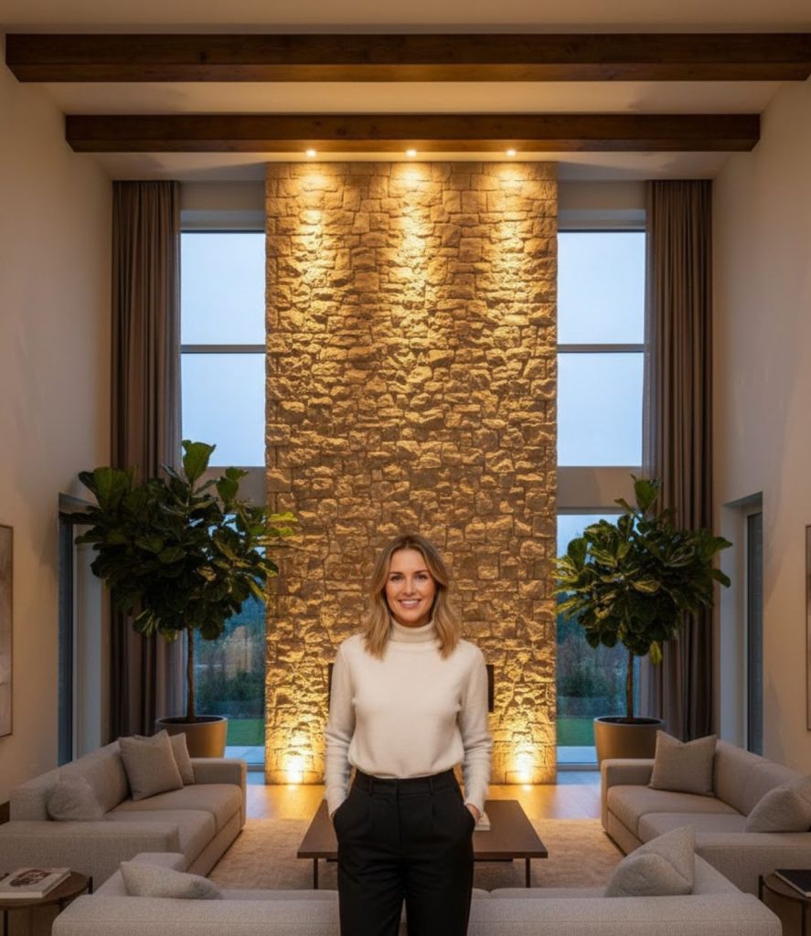  High ceiling living room lighting ideas with uplighting