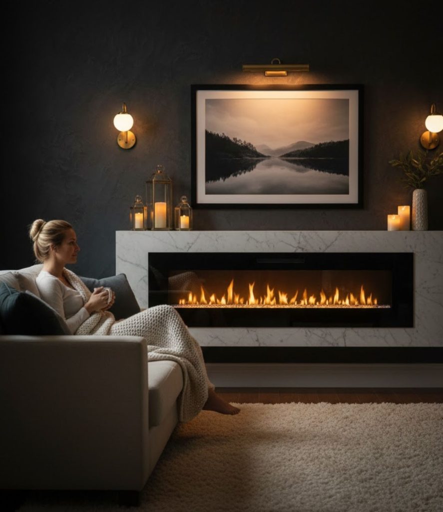 Incorporate a Fireplace or Electric Fireplace for Ambient Glow
