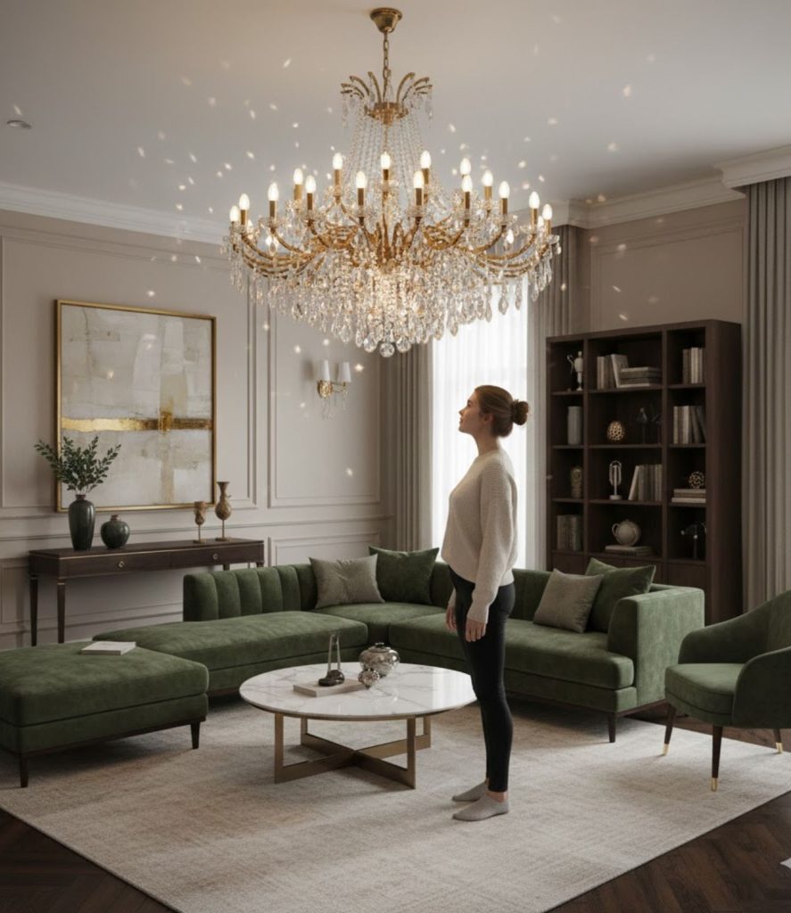 Install a Grand Chandelier as the Room’s Anchor