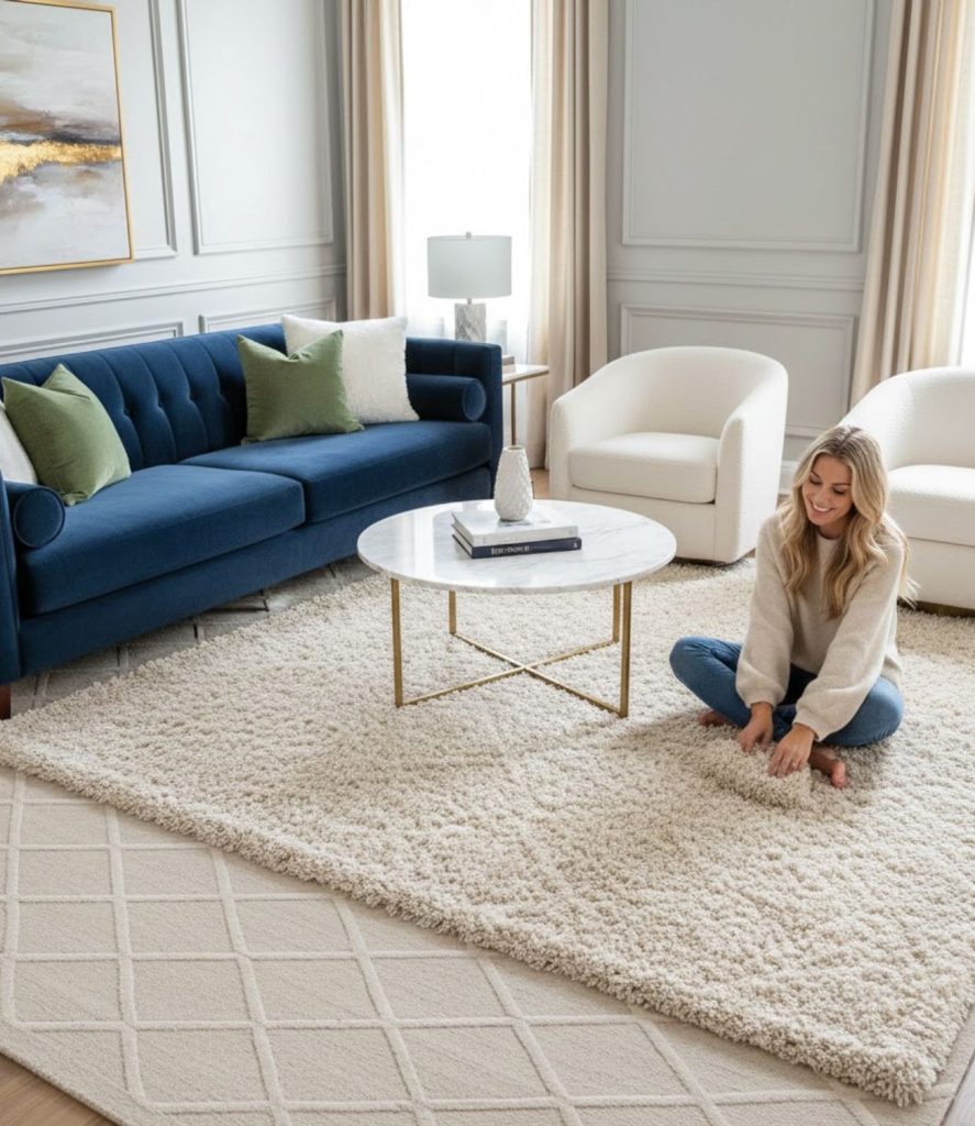  Layer Rugs to Define Space and Add Warmth