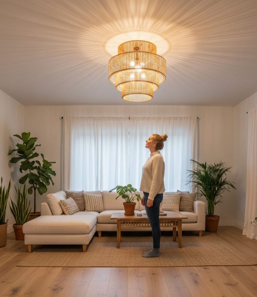 Layered Bamboo Chandelier