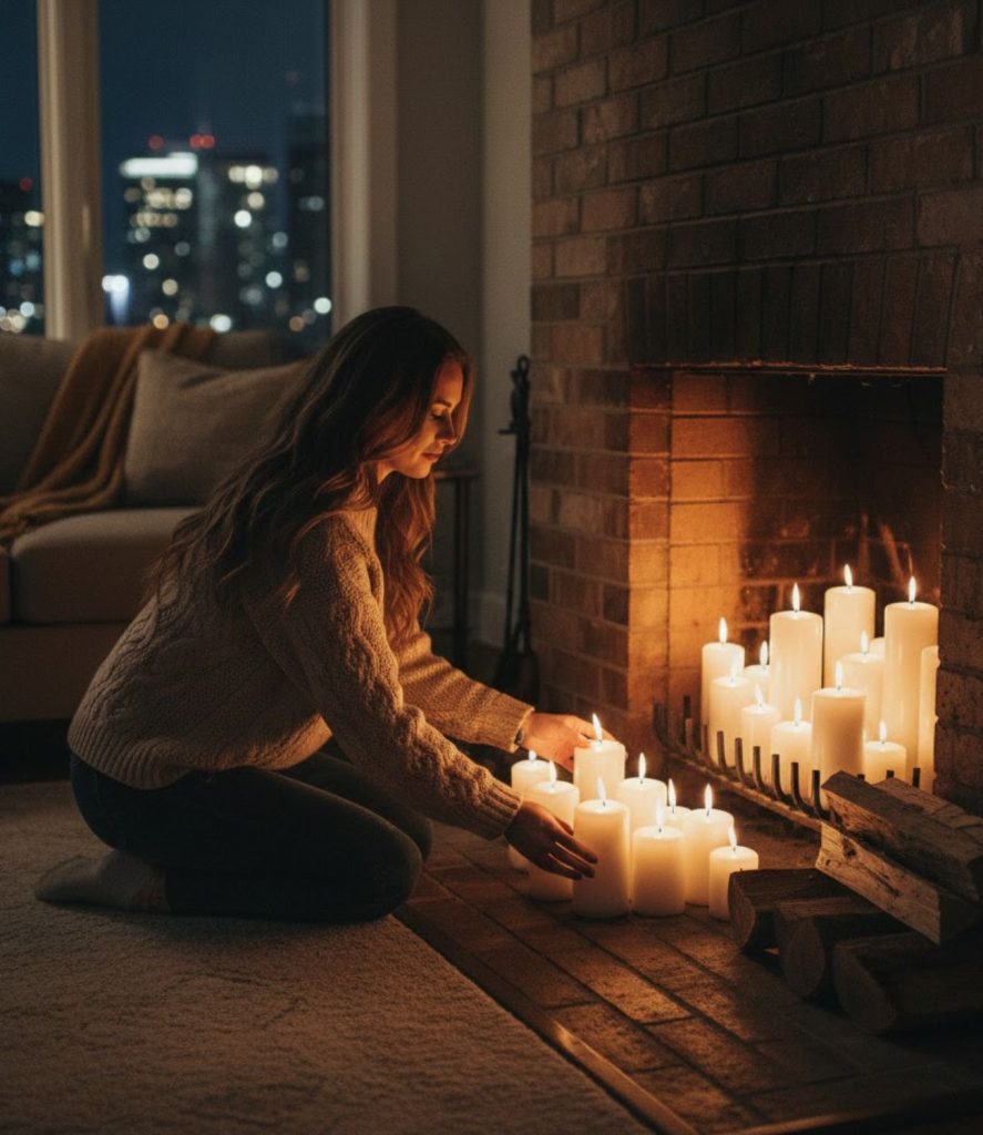 Living room candle lighting ideas for fireplace decorations
