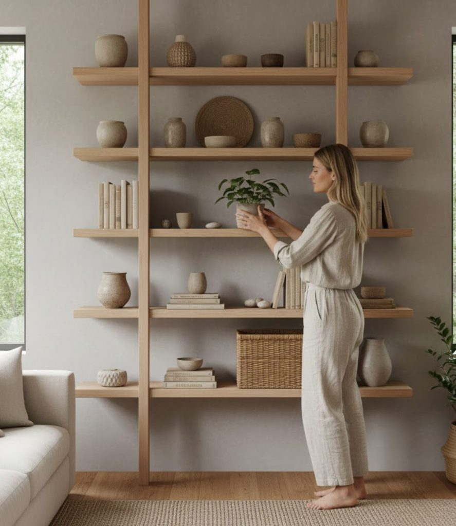 Open Shelving with Natural Displays
