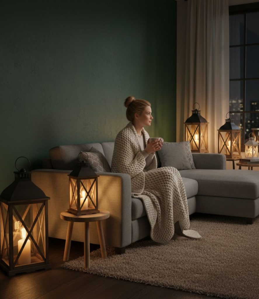 Use Lantern-Style Lamps for Warm Corner Ambiance