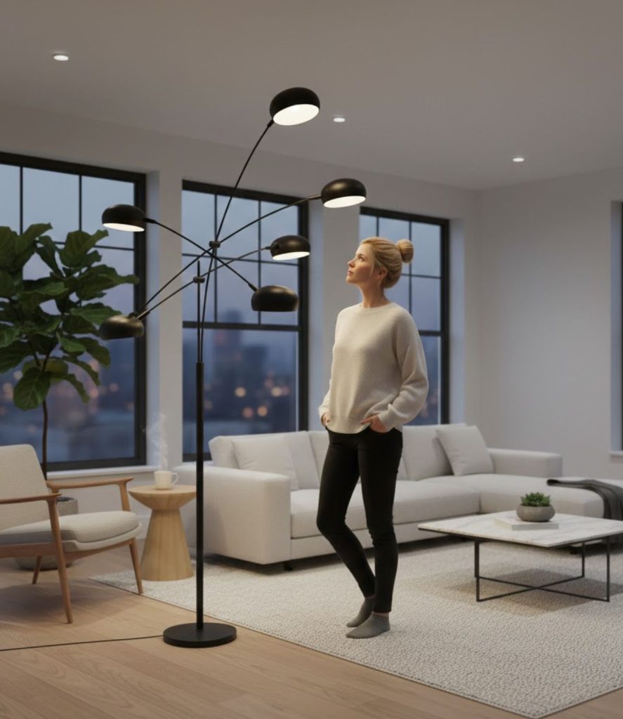 Use a Multi-Light Floor Lamp for Wide Coverage