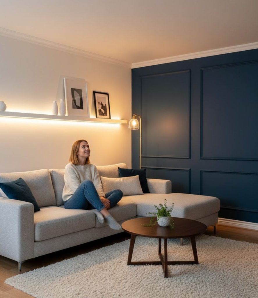 Use uplighting to visually expand the room