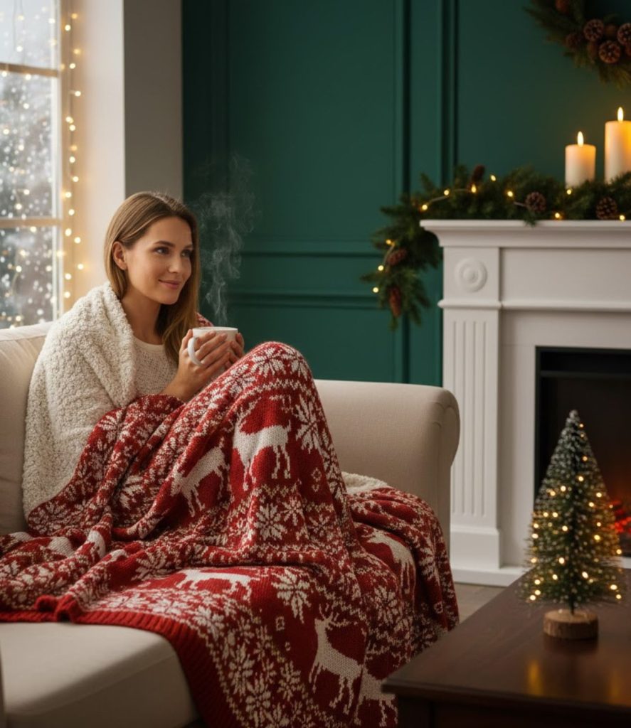 Place a Cozy Christmas Throw Blanket