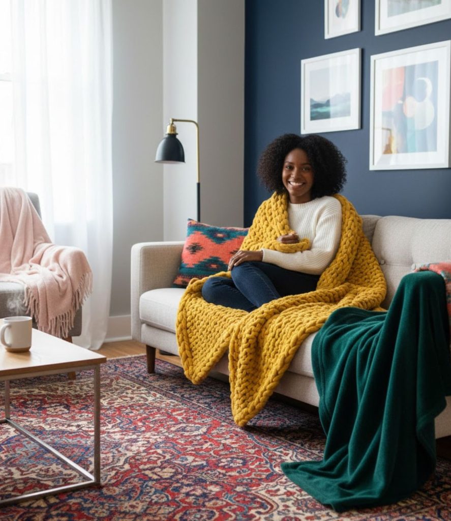 Add Colourful Throws on Sofas and Chairs