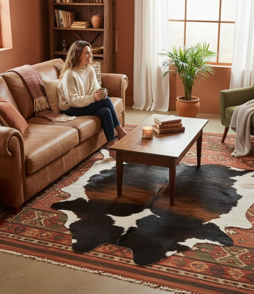 Add a Western-Style Cowhide Rug