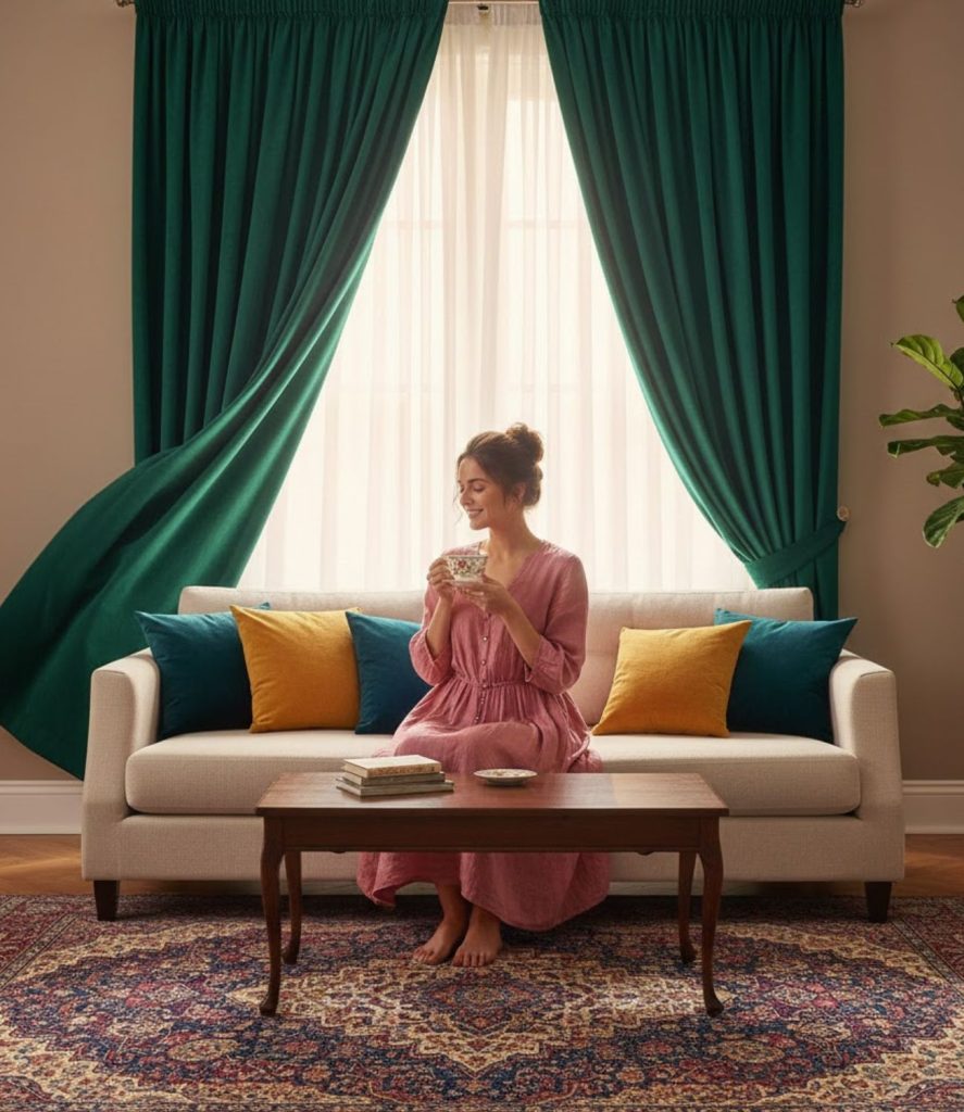 Incorporate Colourful Curtains or Drapes
