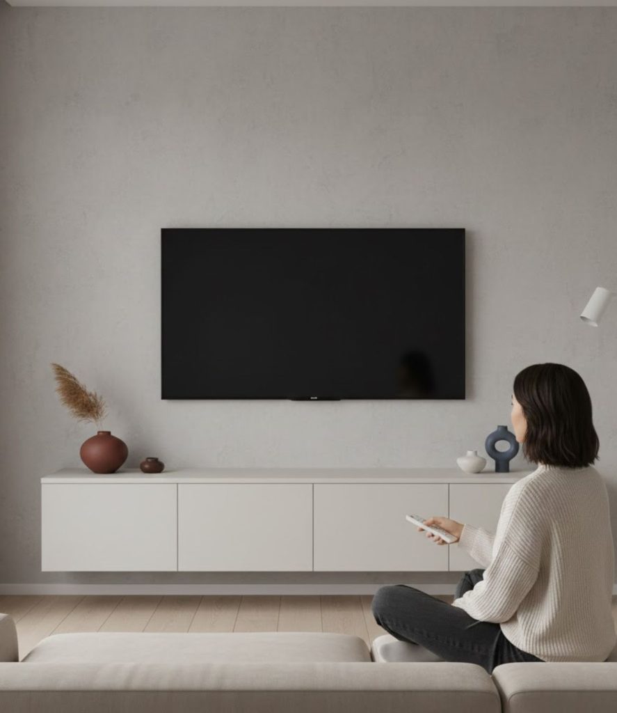 Incorporate Floating Cabinets Below the TV