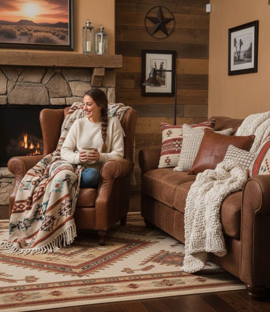 Incorporate Western-Themed Pillows and Blankets