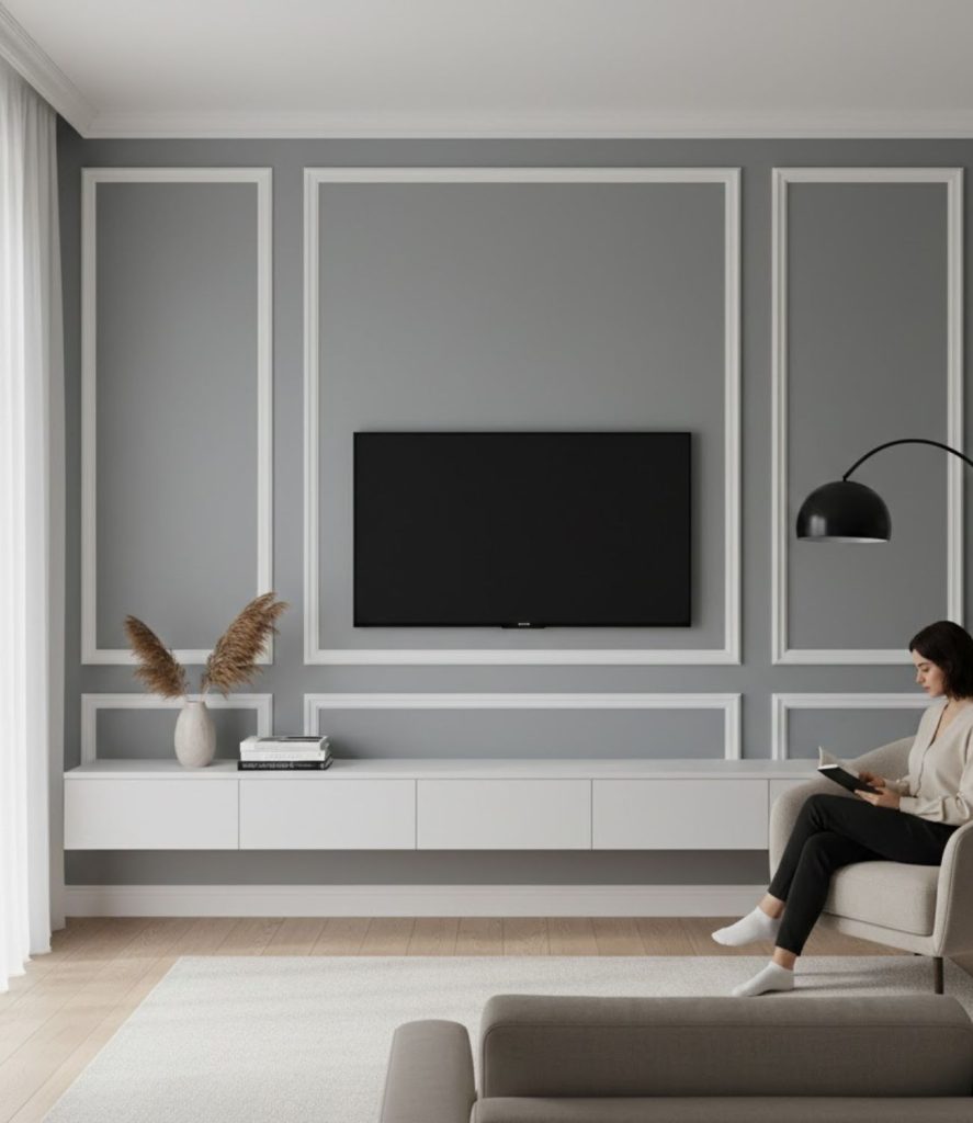 Install Decorative Wall Molding Around the TV