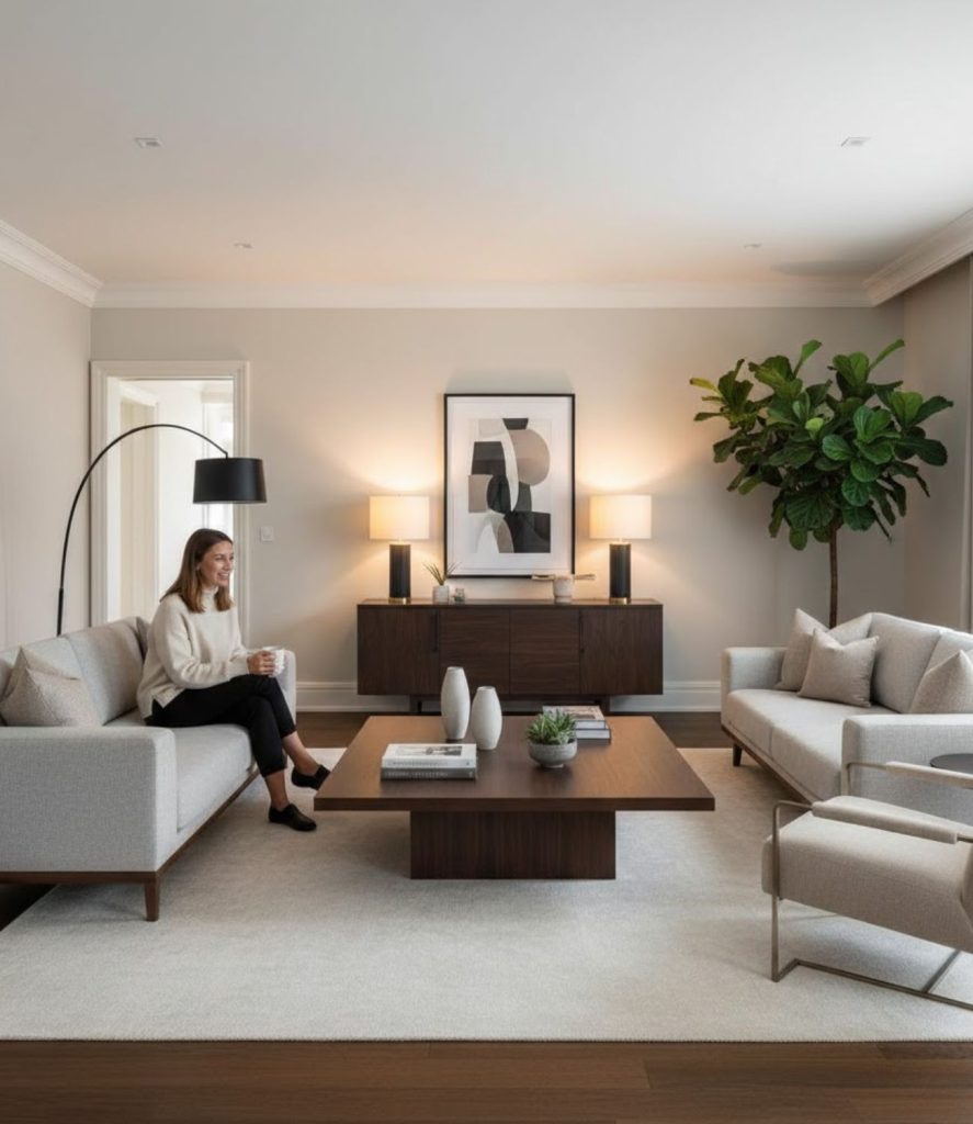 Modern Elegant Living Room with Balanced Furniture Layout