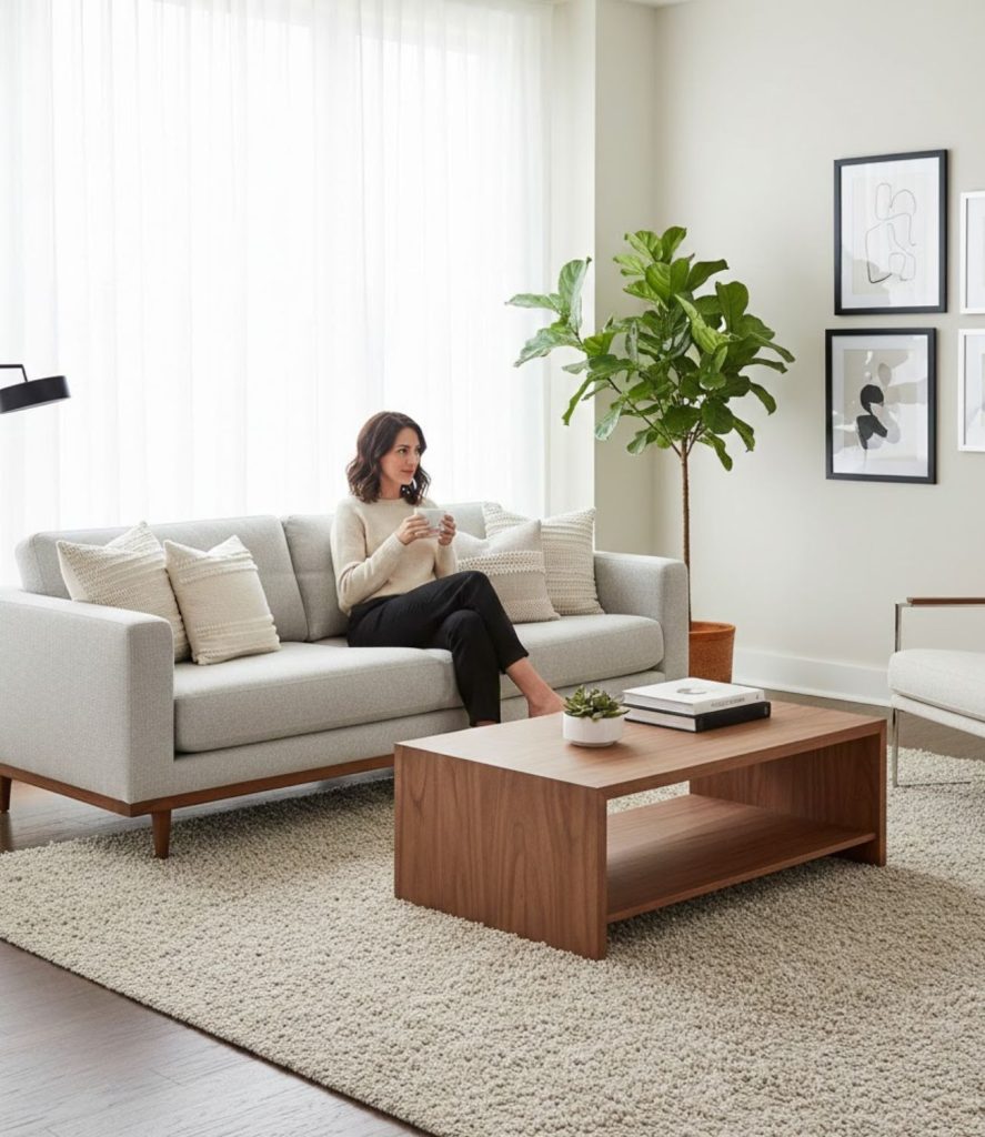 Modern Elegant Living Room with Clean-Lined Furniture