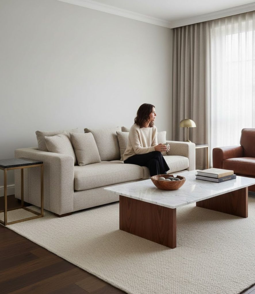Modern Elegant Living Room with High-Quality Materials
