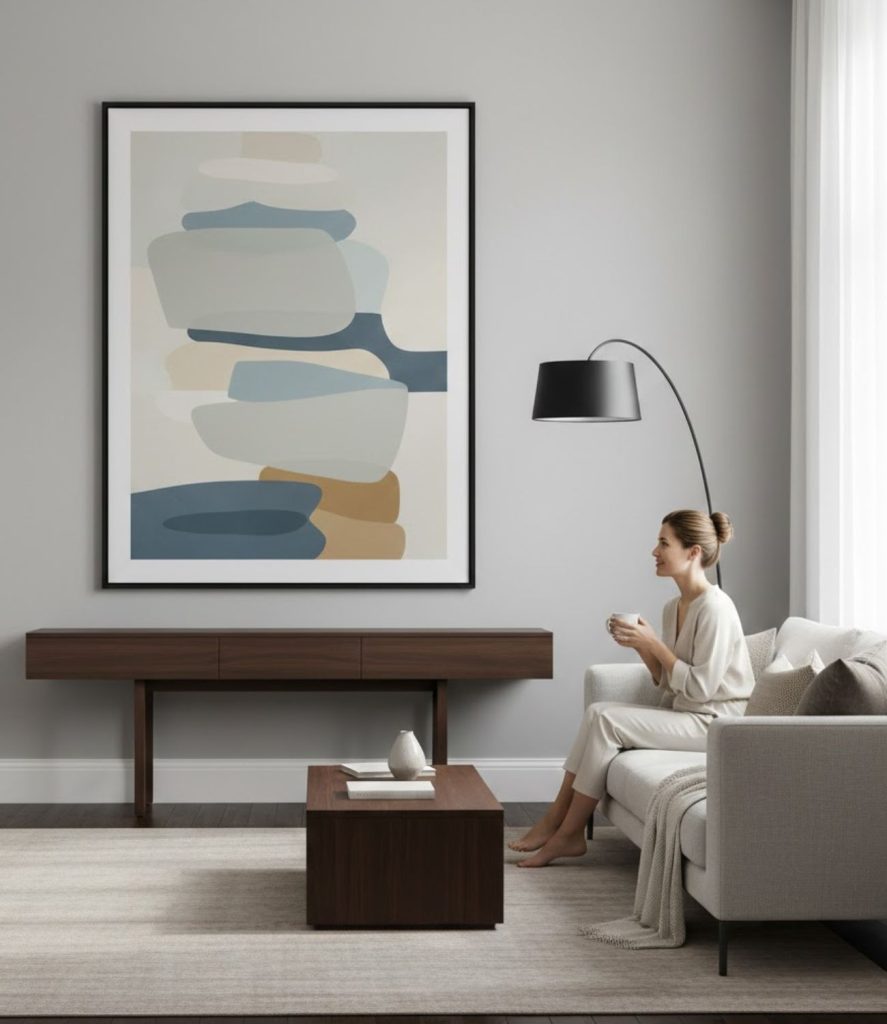 Modern Elegant Living Room with Large-Scale Art