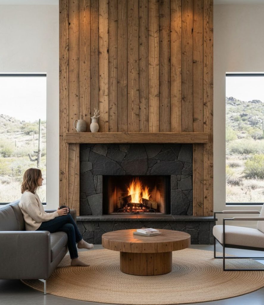 Modern Rustic Living Room with Clean-Lined Furniture