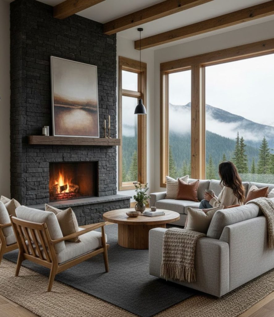 Modern Rustic Living Room with Cozy Seating Arrangement