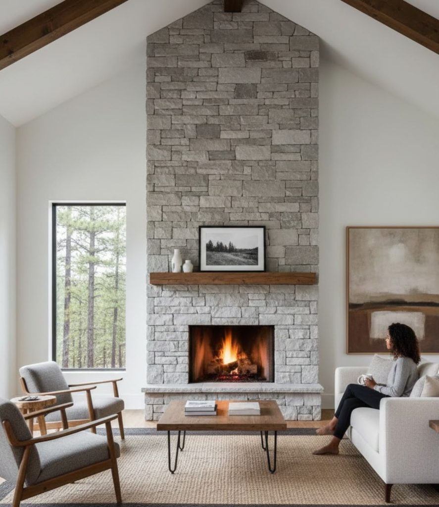 Modern Rustic Living Room with Minimal Wall Decor