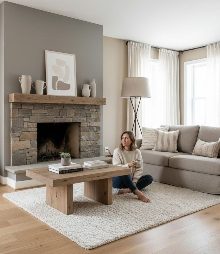 Modern Rustic Living Room with Neutral Color Palette